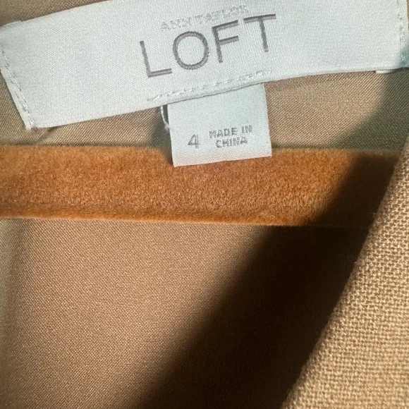 LOFT Tan V-Neck Midi Dress - Picture 5 of 6